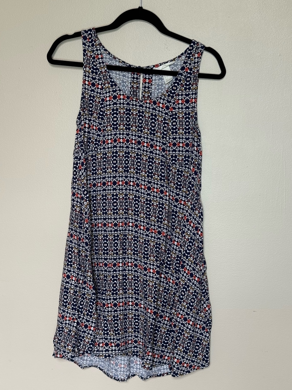 Sleeveless H&M geometric multicolor print swing dress blue orange yellow white